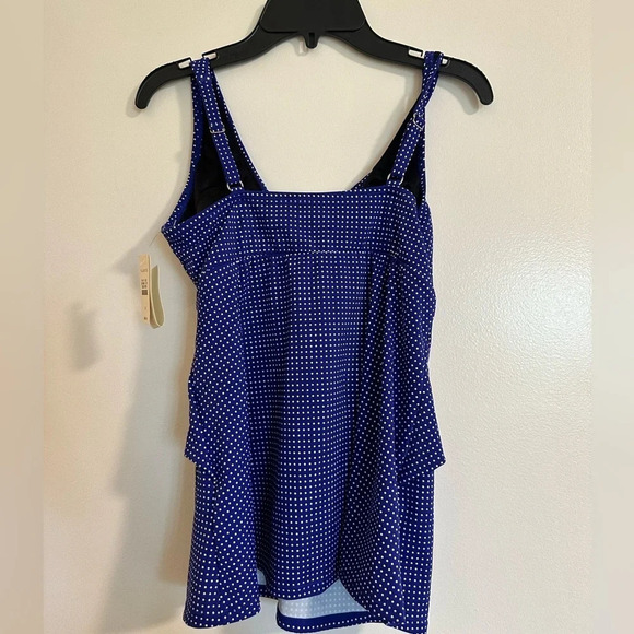 NWT Talbots Bathing Suit Blue and White Dotted Top Size 6 - Picture 2 of 4